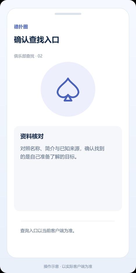 德扑圈 确认查找入口操作示意